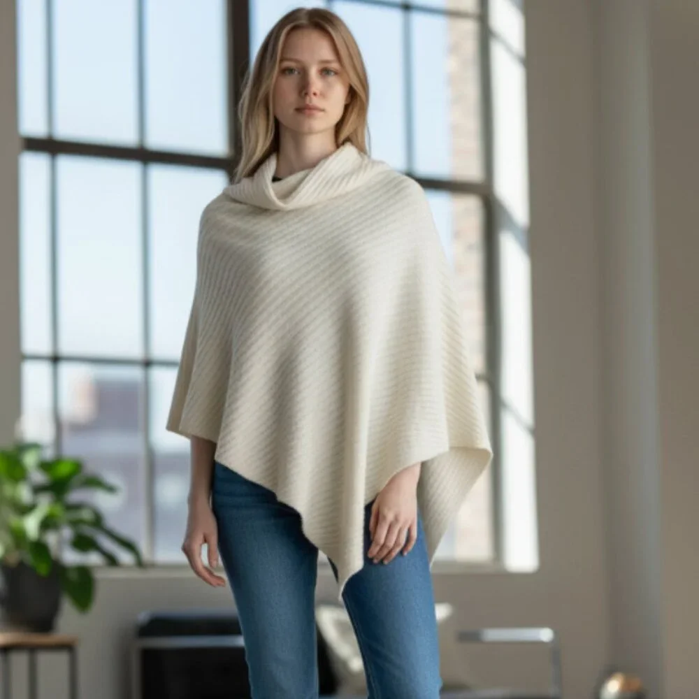 NWT ZARA RIPPED KNIT CAPE Cardigan Neck Warmer